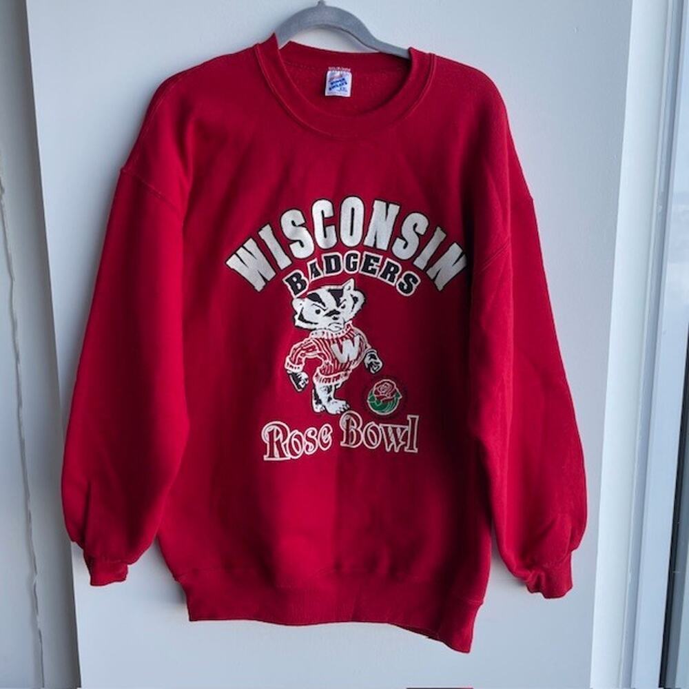 Vintage 90s Wisconsin Badgers Sweatshirt Rose Bowl XXL Jerzees Super Sweats